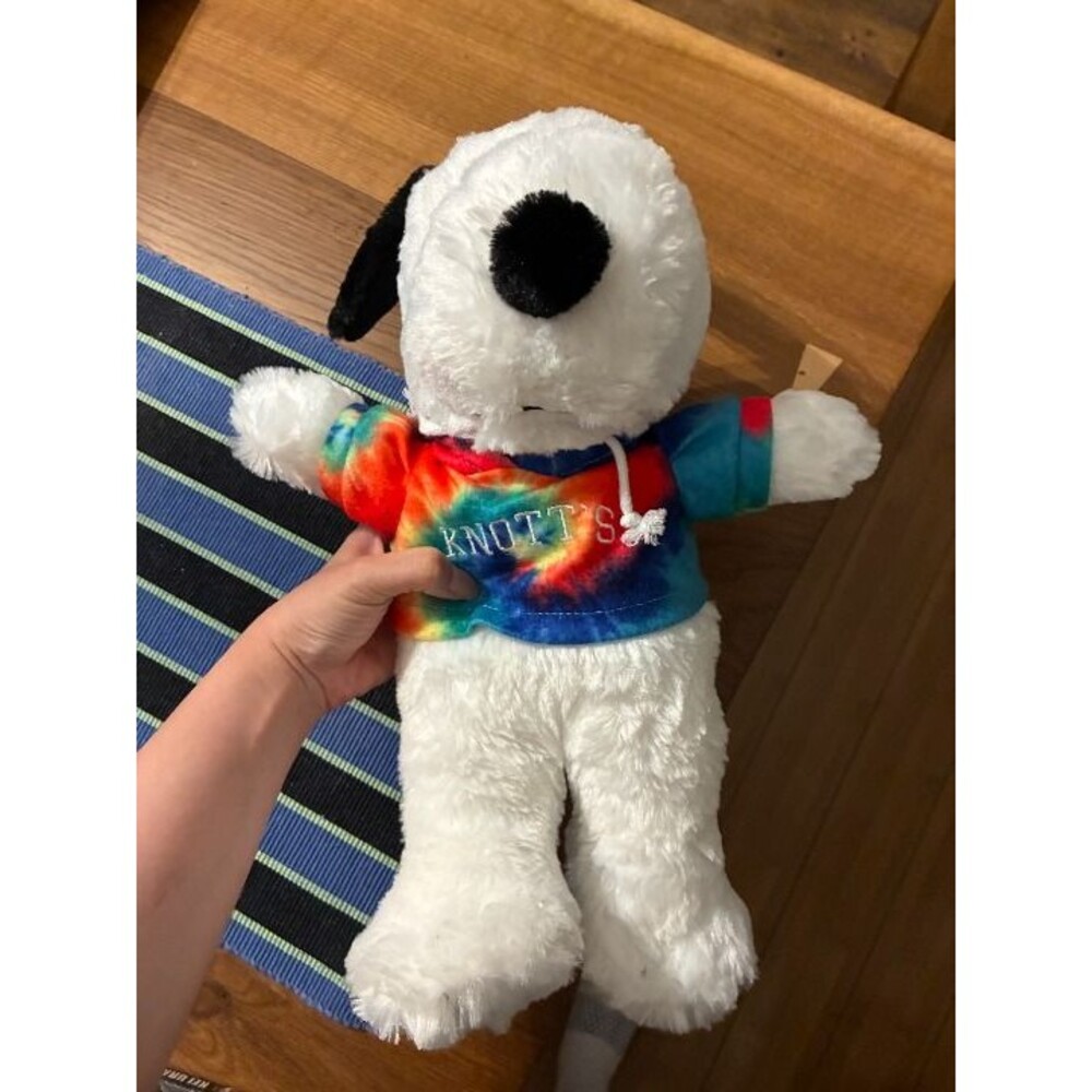 Snoopy Cedar Fair Knott's Berry Farms Plush Stuffed Animal with Tie Dye Hoodie